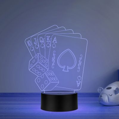 Playing Cards Acrylic led Table lamp Multicolored Light with Remote Control